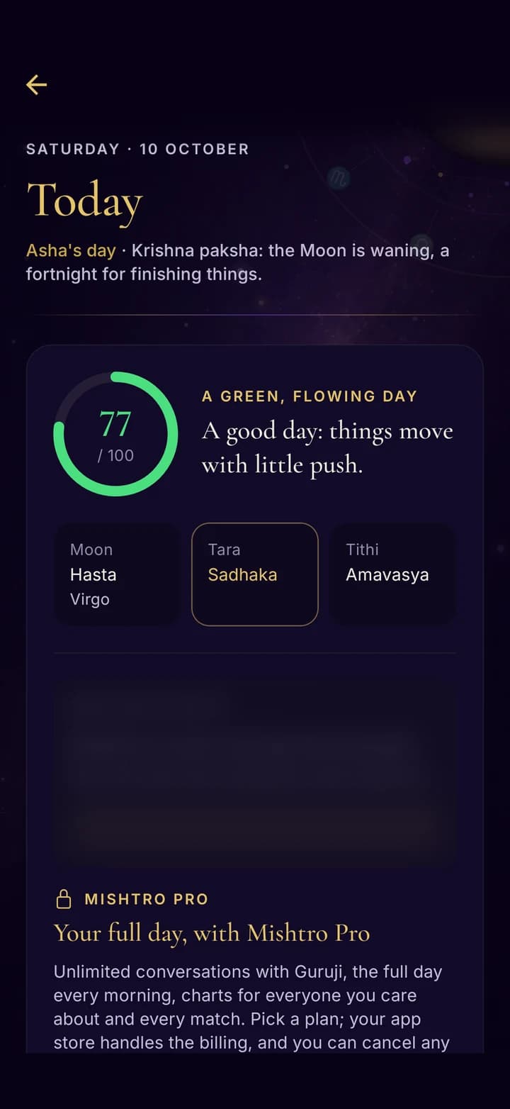 Today: the day's note for your chart